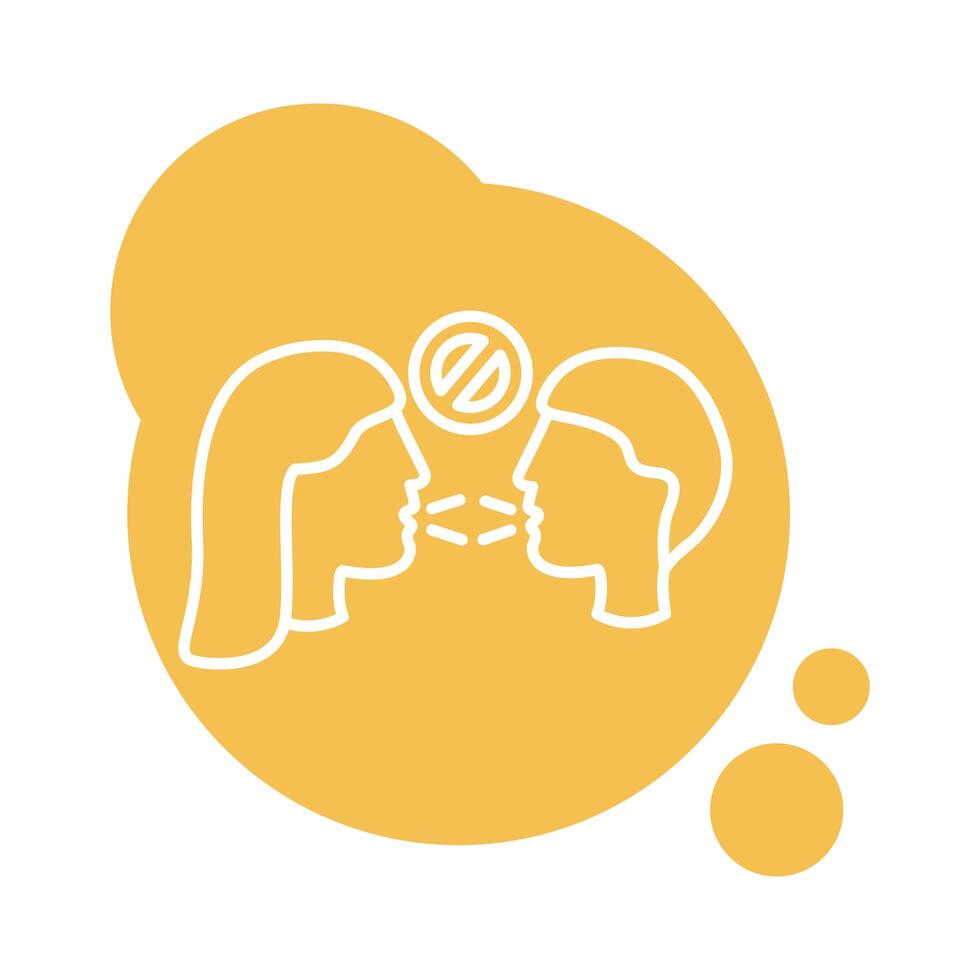 persons coughing sick with denied symbol block style icon vector