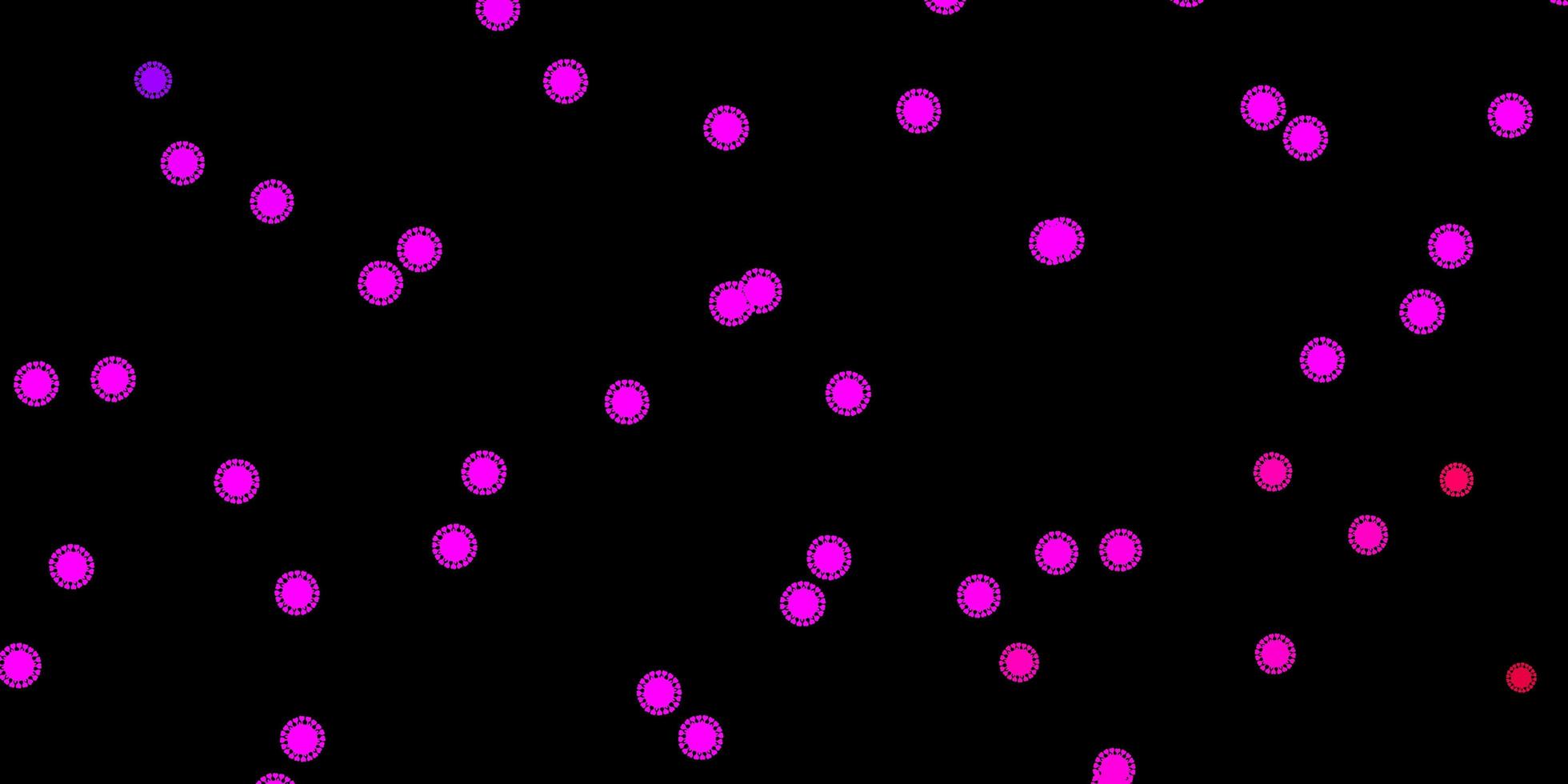 Dark purple, pink vector pattern with coronavirus elements.
