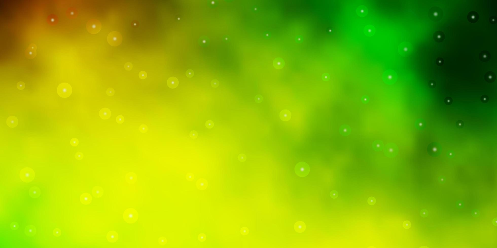 plantilla de vector verde claro, amarillo con estrellas de neón.