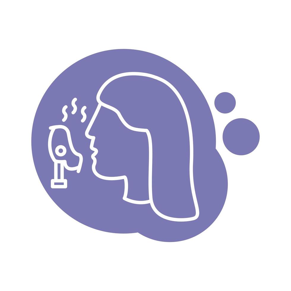 profile using face oxygen mask block style icon vector