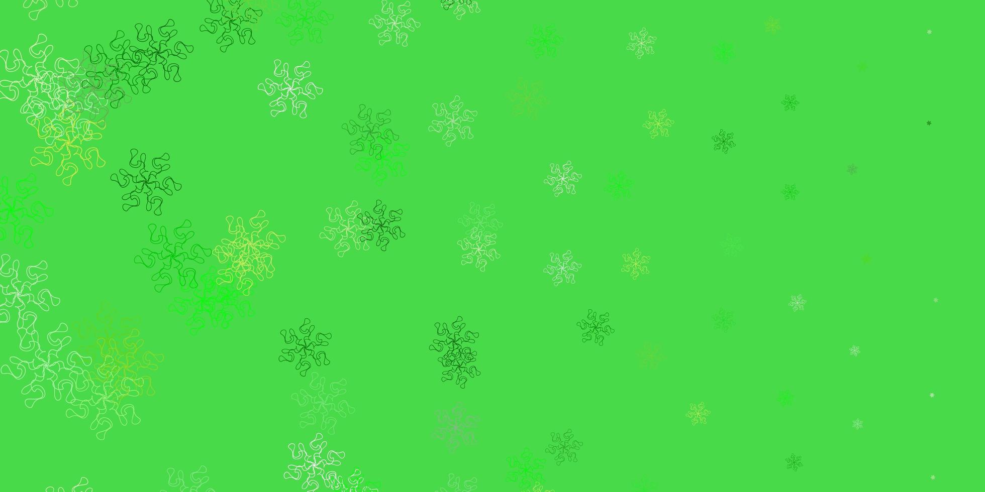 Light green, yellow vector doodle texture with flowers.