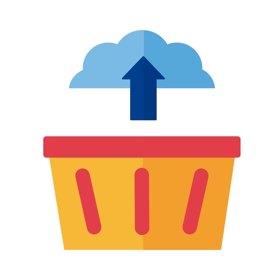 cloud computing with shopping basket vector