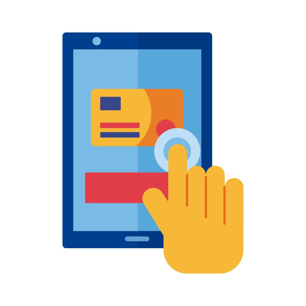 pago con tarjeta de crédito y teléfono inteligente estilo plano en línea vector