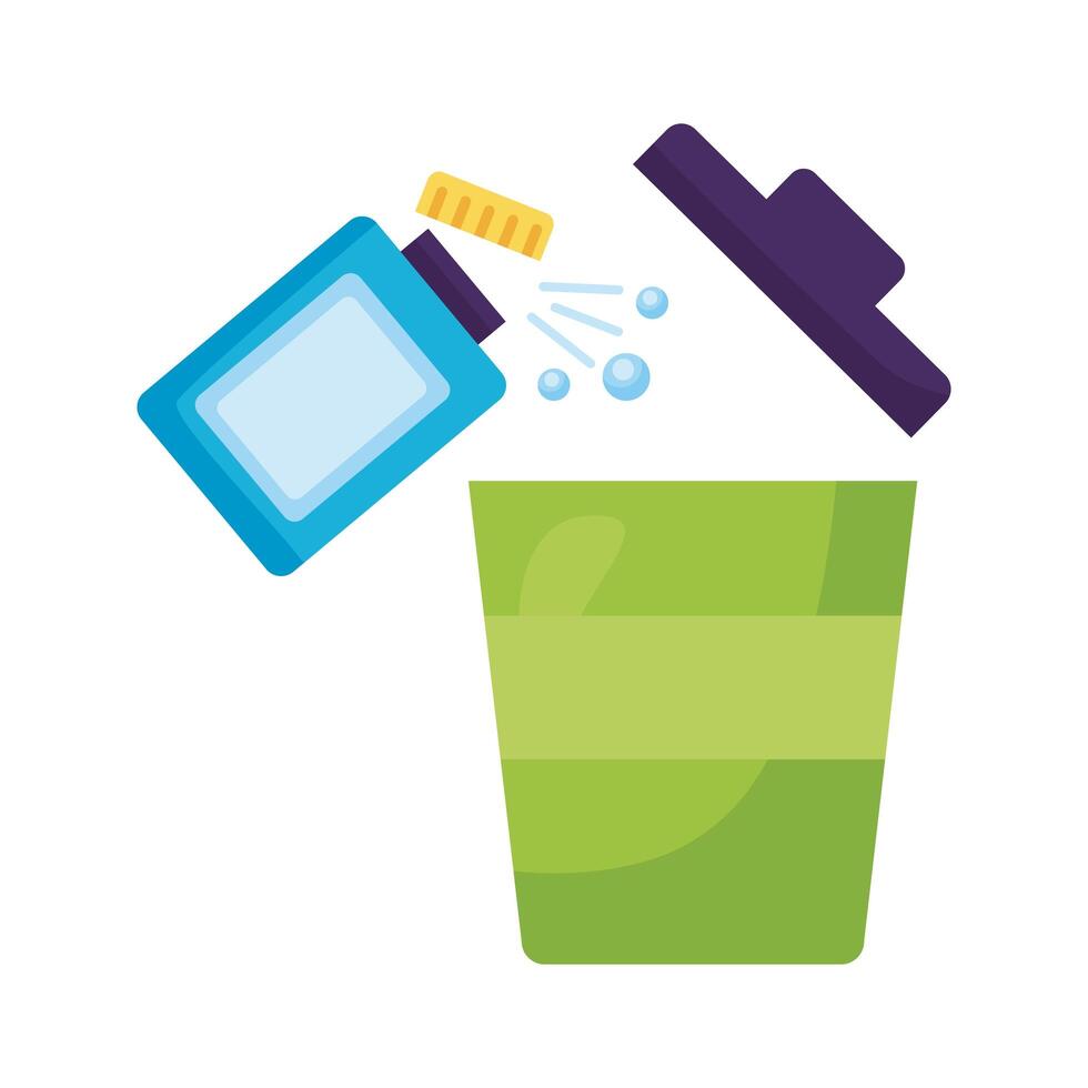 disinfectant bottle product with bucket detailed style vector