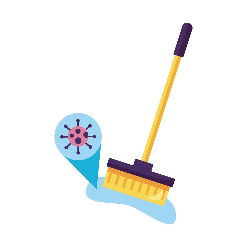 cleaning brush tool with covid particle vector