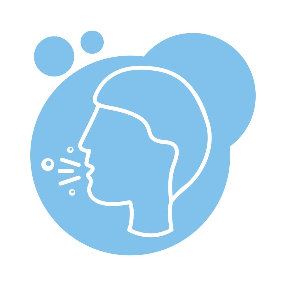 person coughing sick block style icon vector