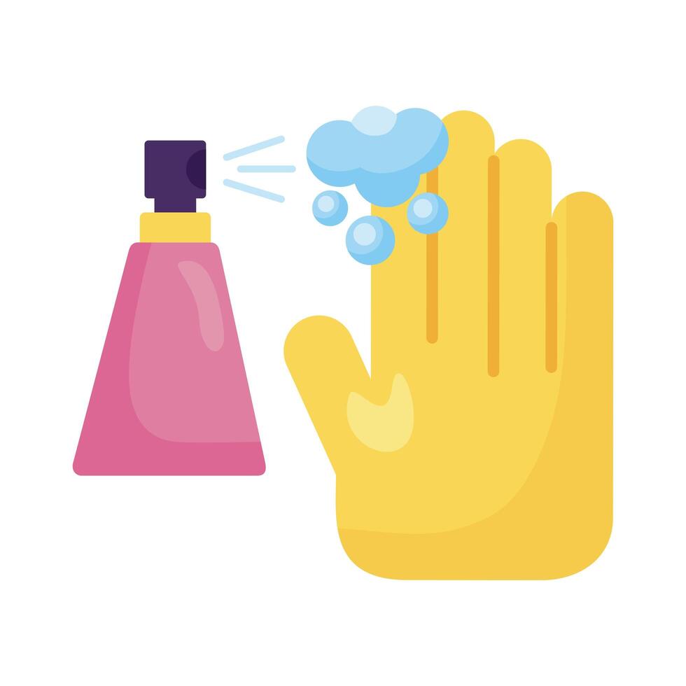 hand using disinfectant spray bottle product detailed style vector