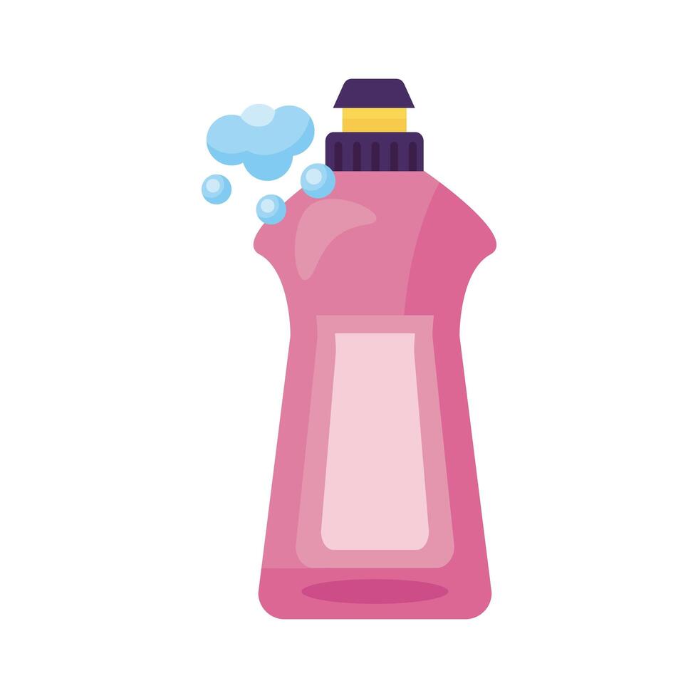 Producto desinfectante de botella de plástico con espuma. vector