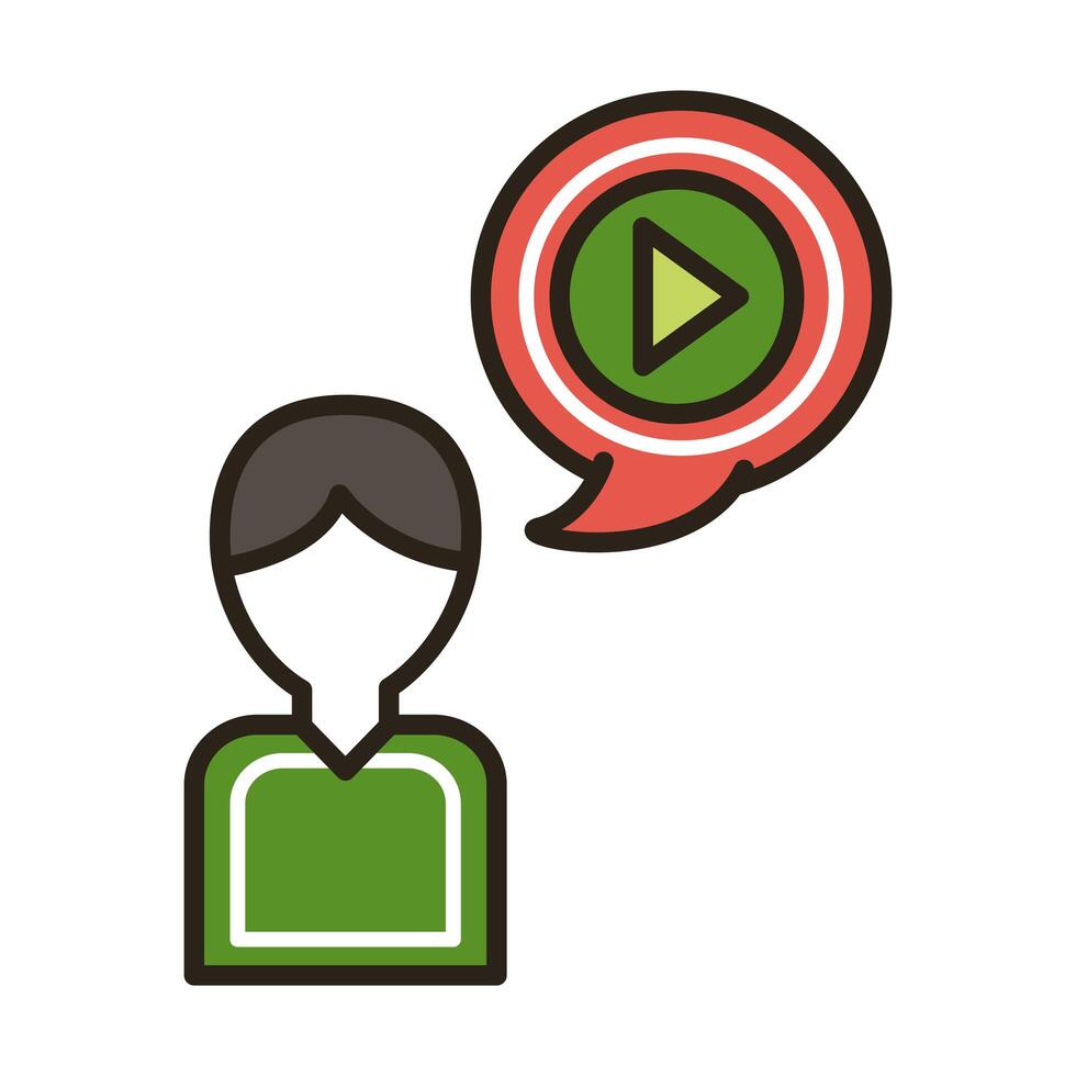 man with media player in speech bubble vector