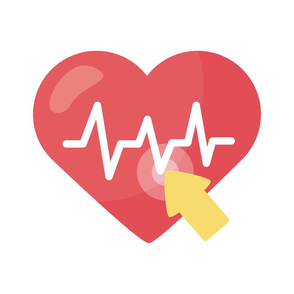 mouse cursor with cardio health icon vector