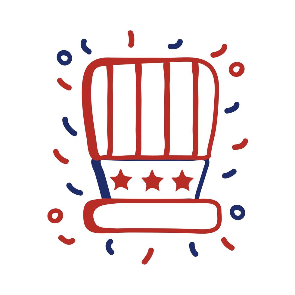 USA hat with flag line style vector illustration design