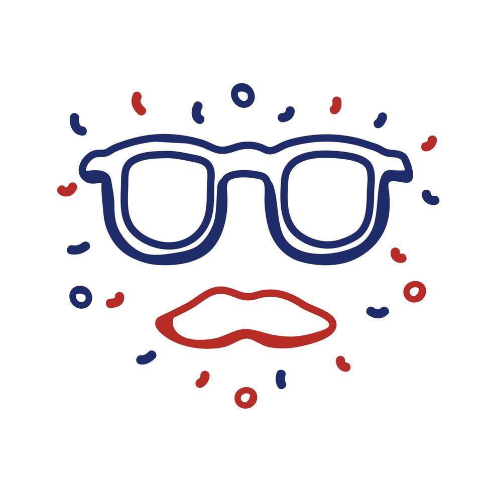 glasses and mustache hipster line style vector