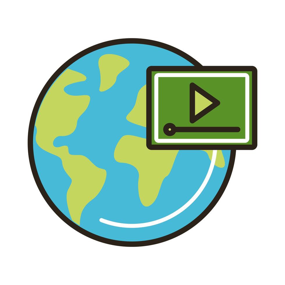 earth planet with media player vector