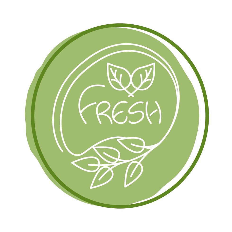 fresh nature lettering block style icon vector