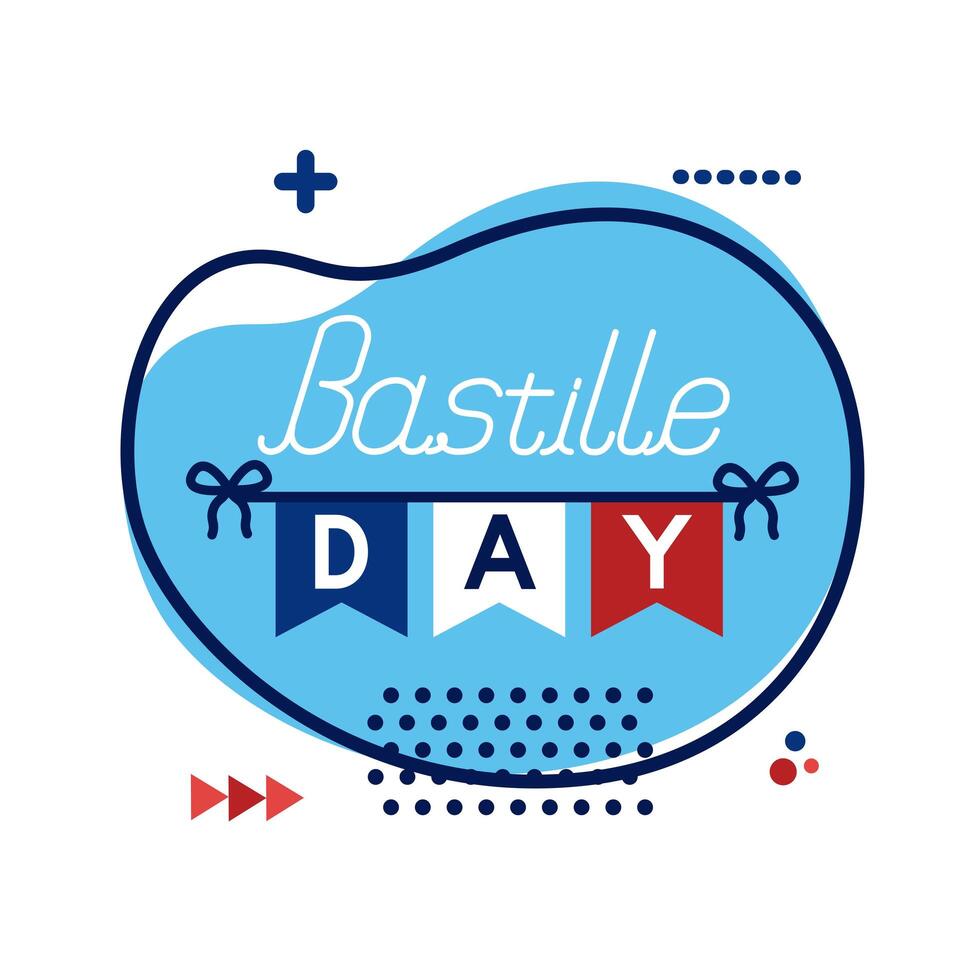 Bastille day lettering flat style vector