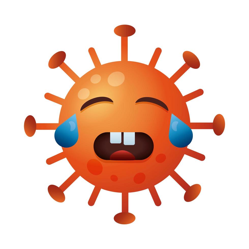 covid19 particle crying emoticon character vector