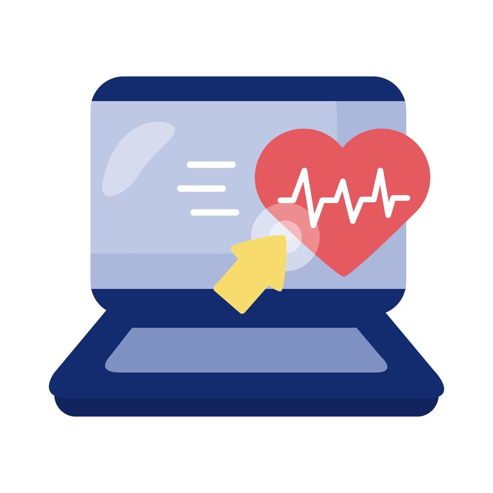 laptop with cardio data icon vector