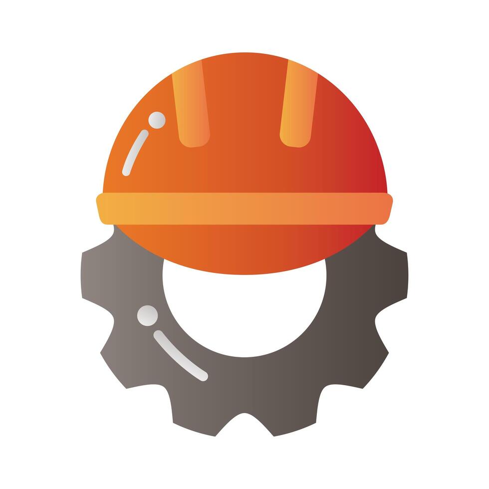 hard hat with gear icon vector