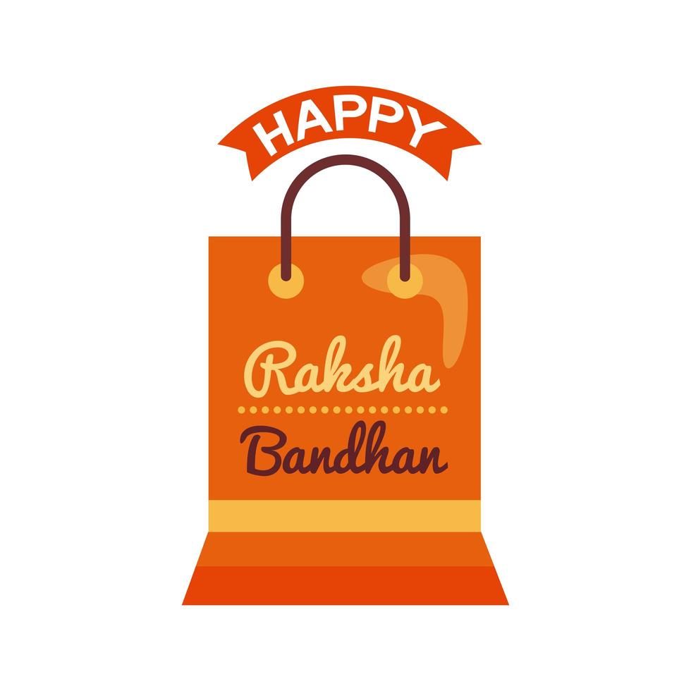 feliz celebración raksha bandhan con bolsa de compras estilo plano vector