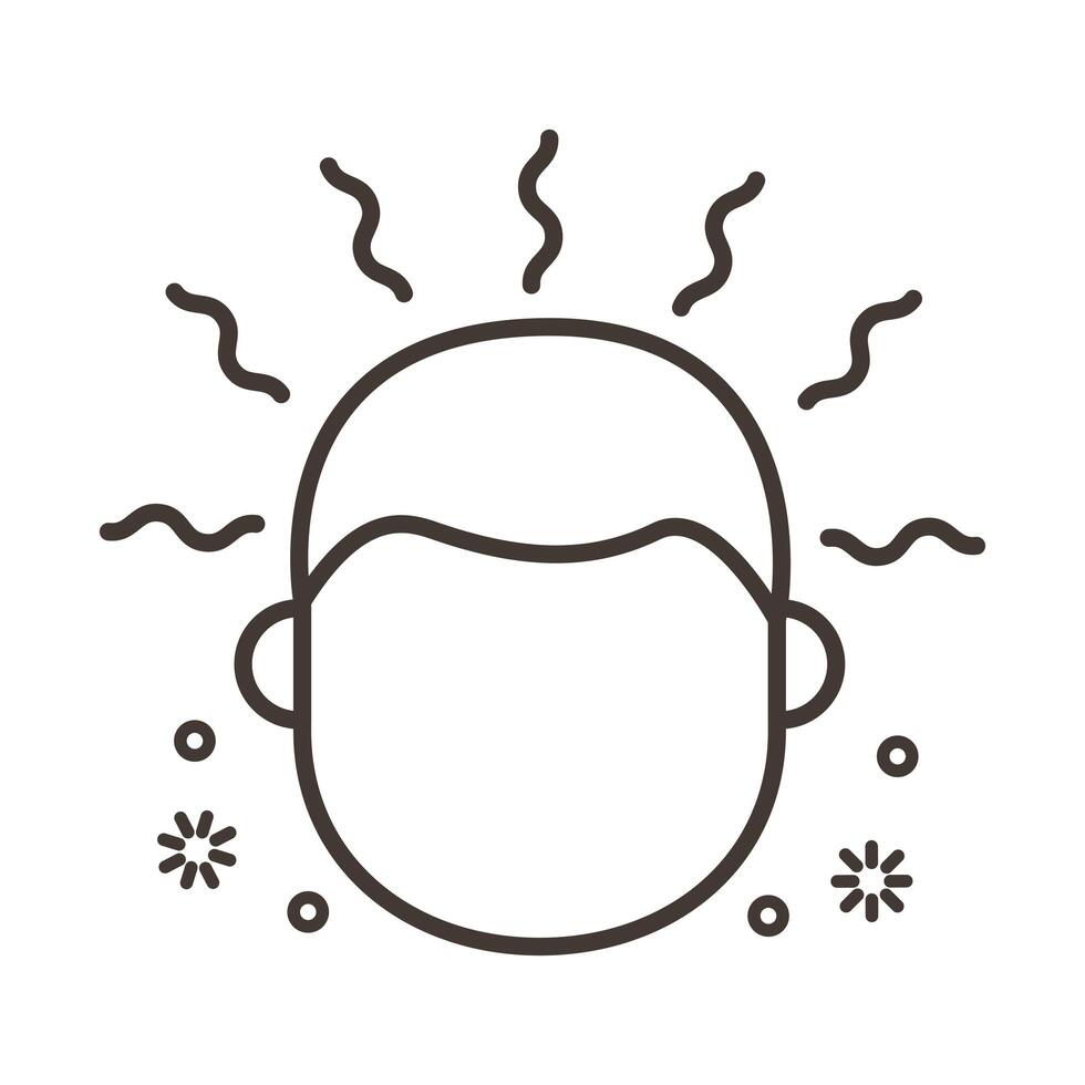 person with headache covid19 symptom line style icon vector