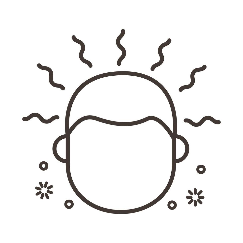 person with headache covid19 symptom line style icon vector