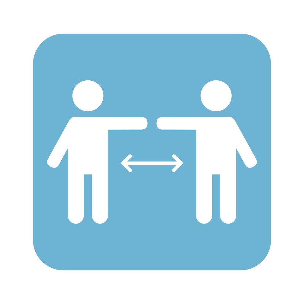 humans with arrows for social distance line style vector