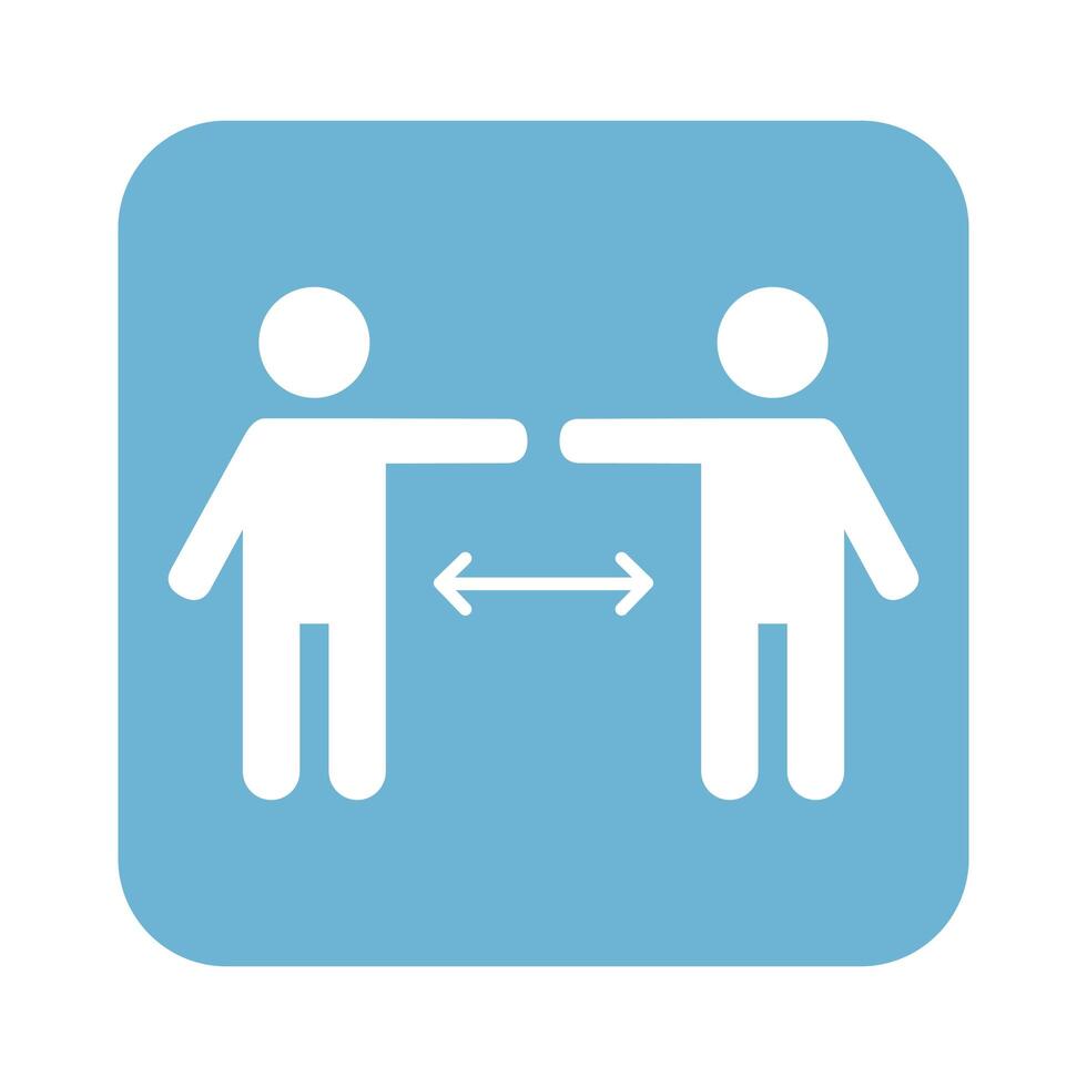 humans with arrows for social distance line style vector