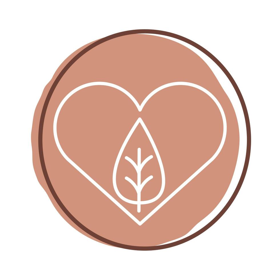 heart with leaf plant block style vector