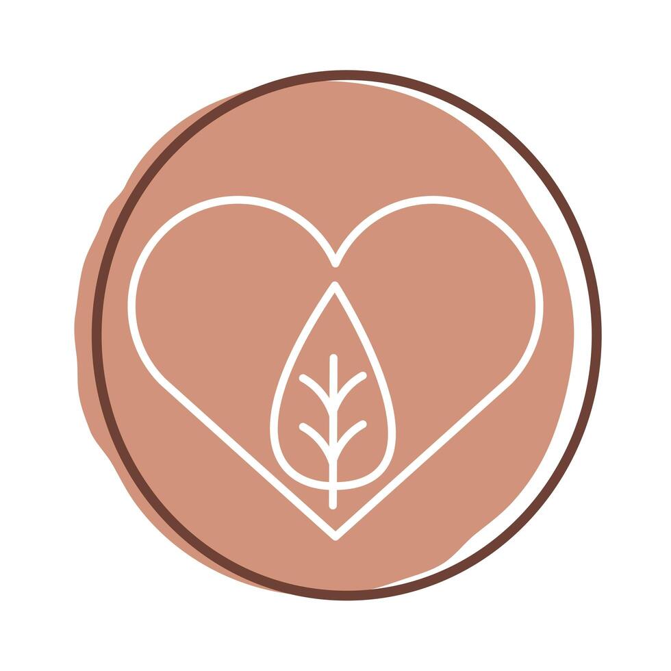 corazón con estilo de bloque de planta de hoja vector