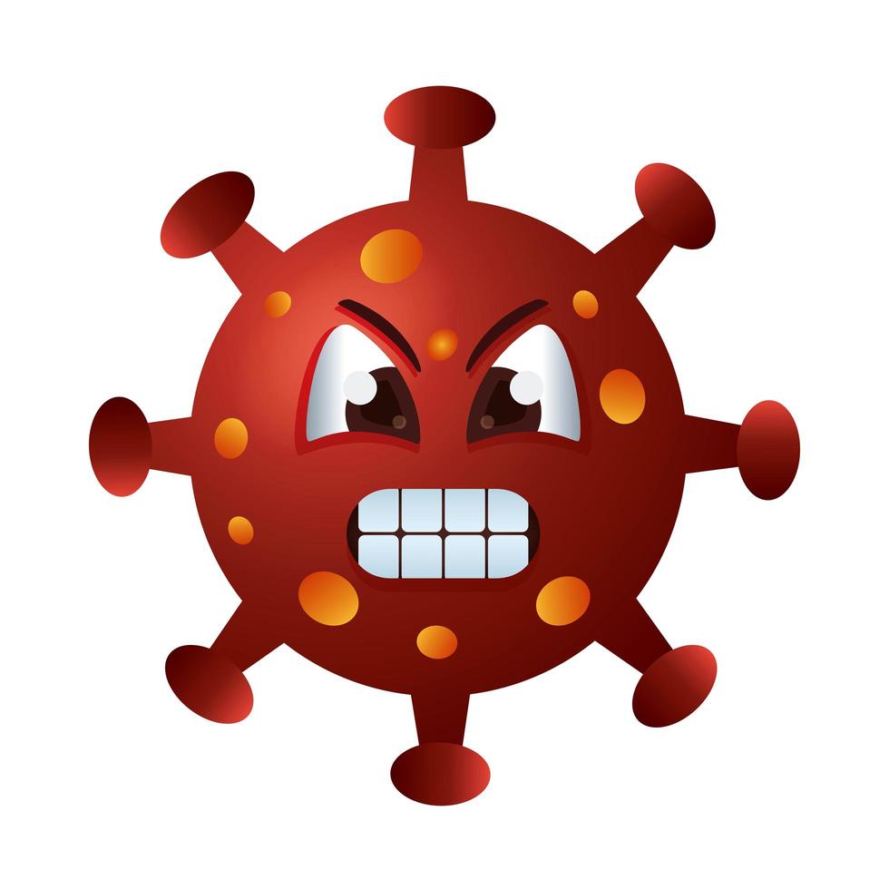 covid19 particle angry emoticon character vector