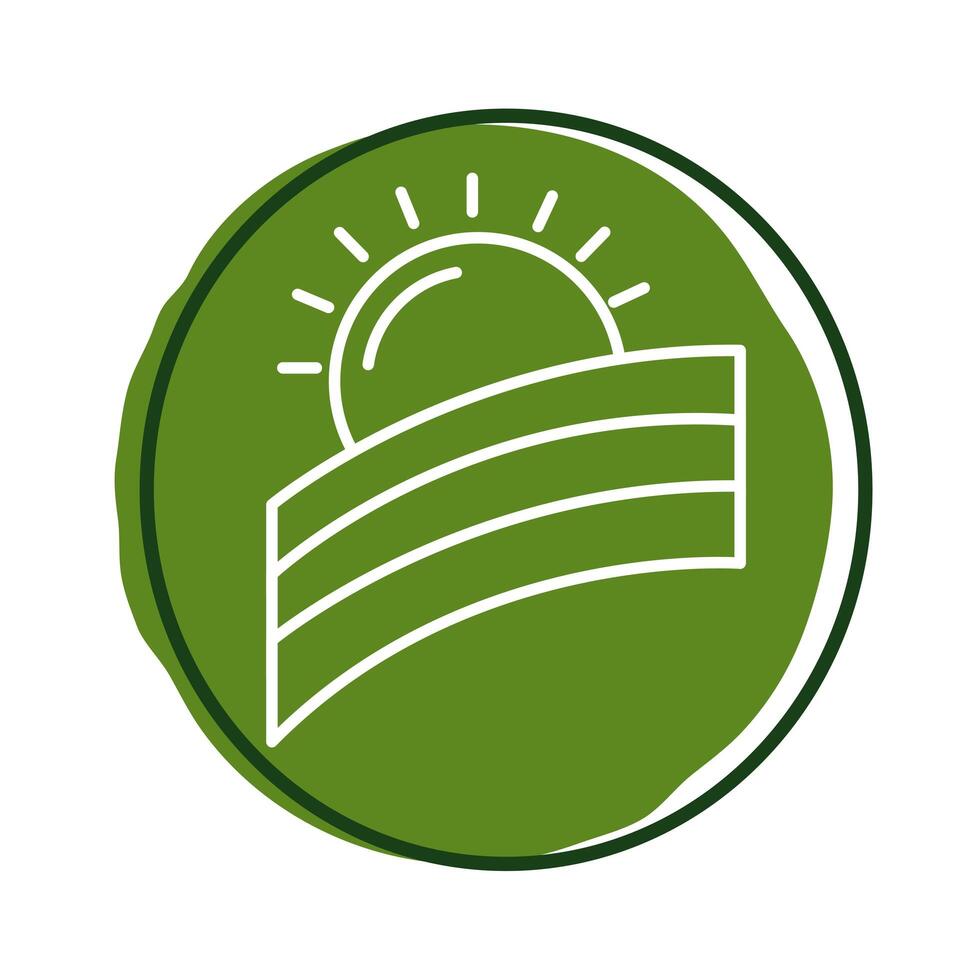 sun and field block style icon vector