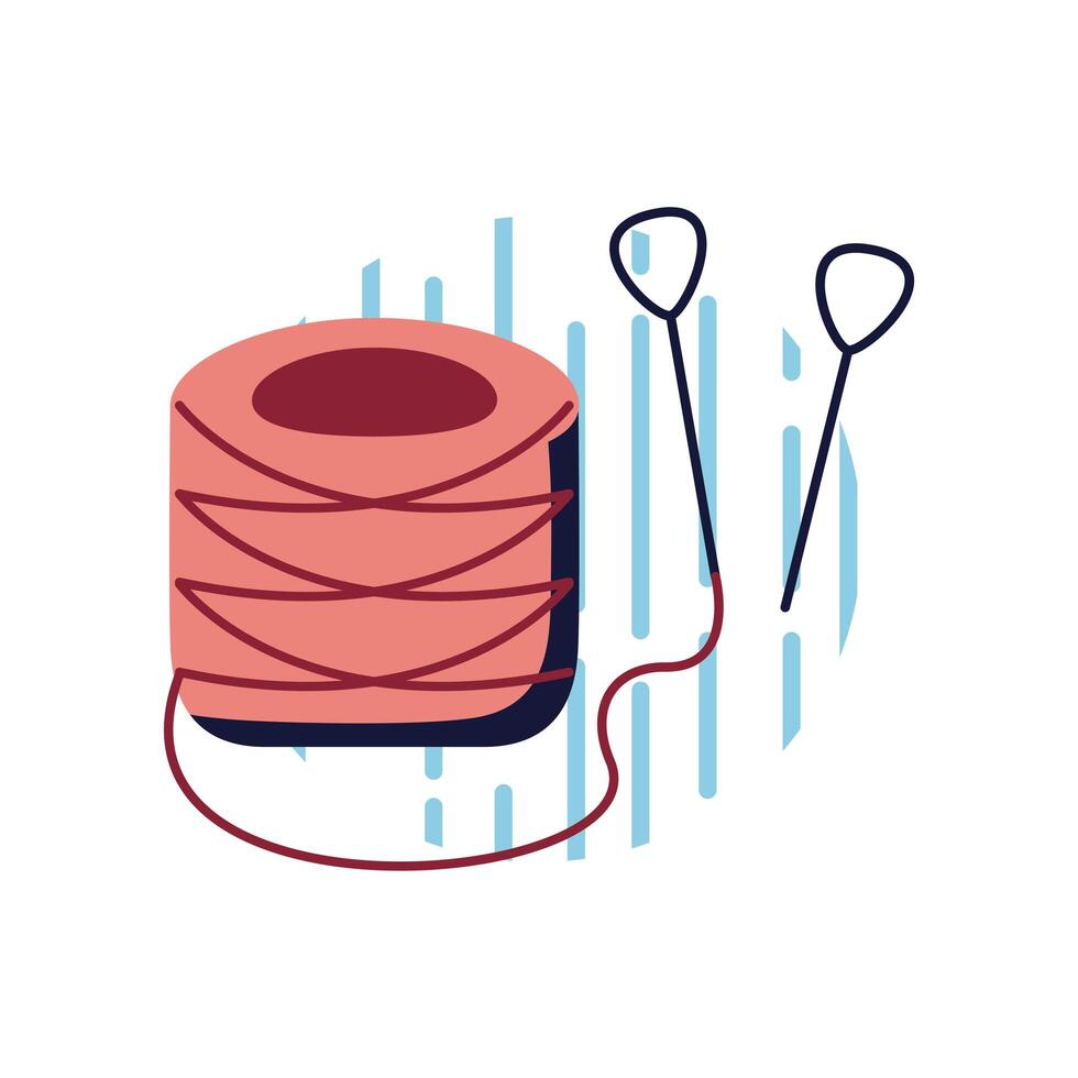 Thread with needles flat style icon vector design