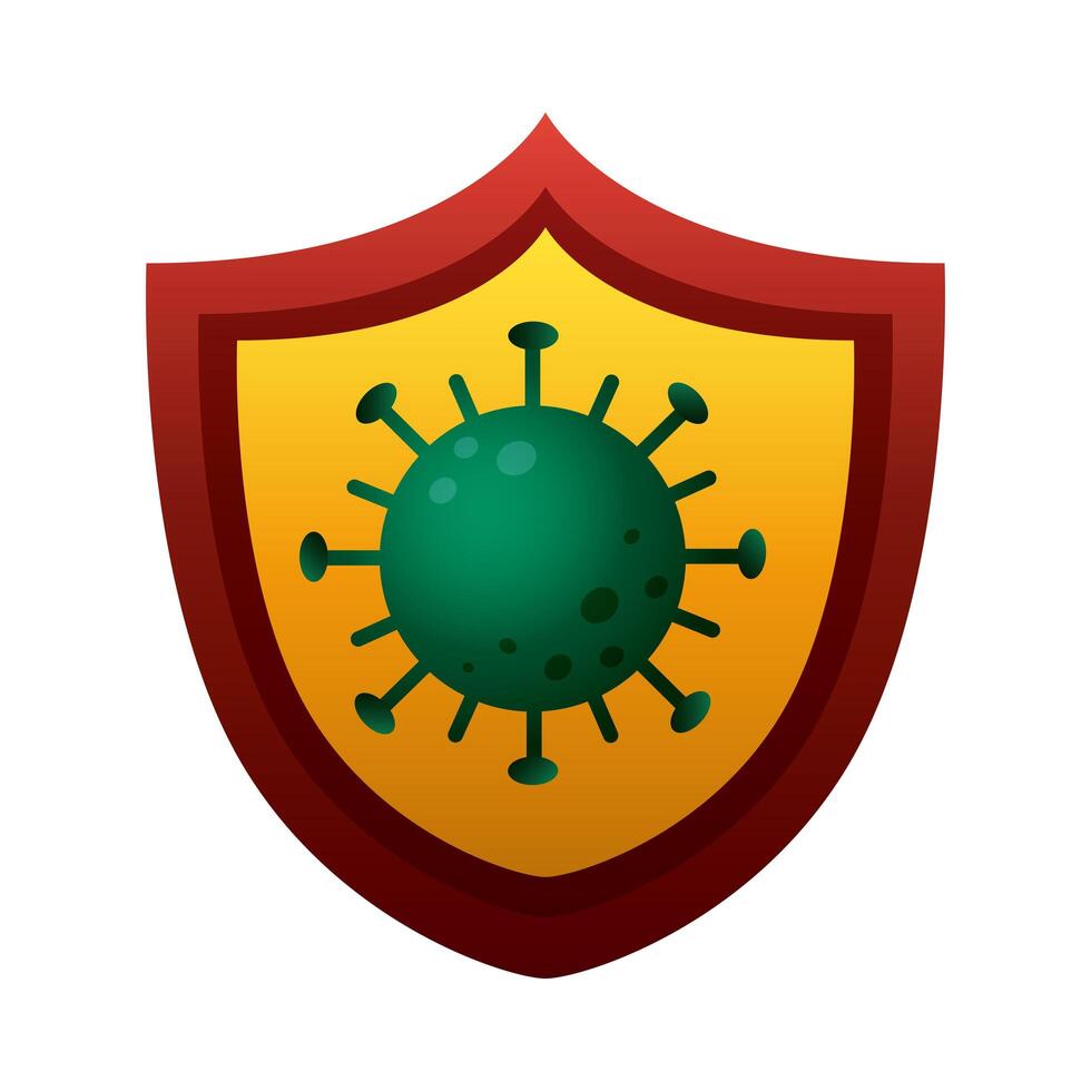 shield with covid19 virus particle vector