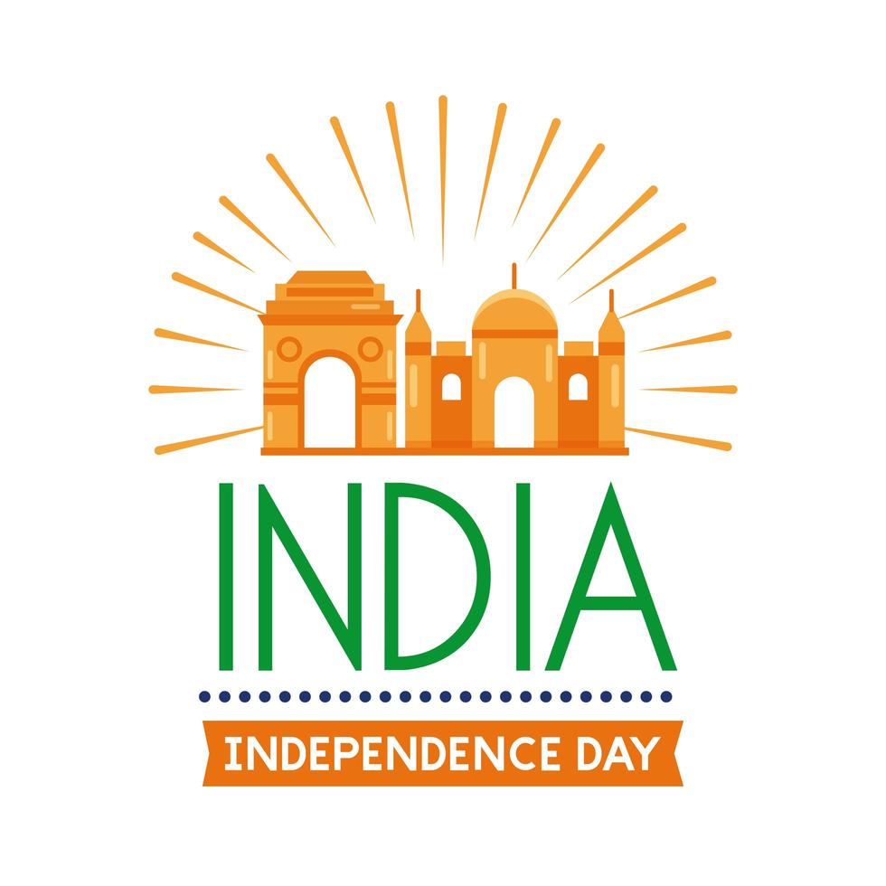 celebración del día de la independencia india con icono de estilo plano vector