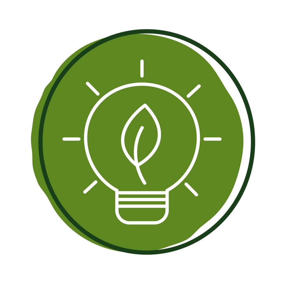 bulb with leaf plant block style vector