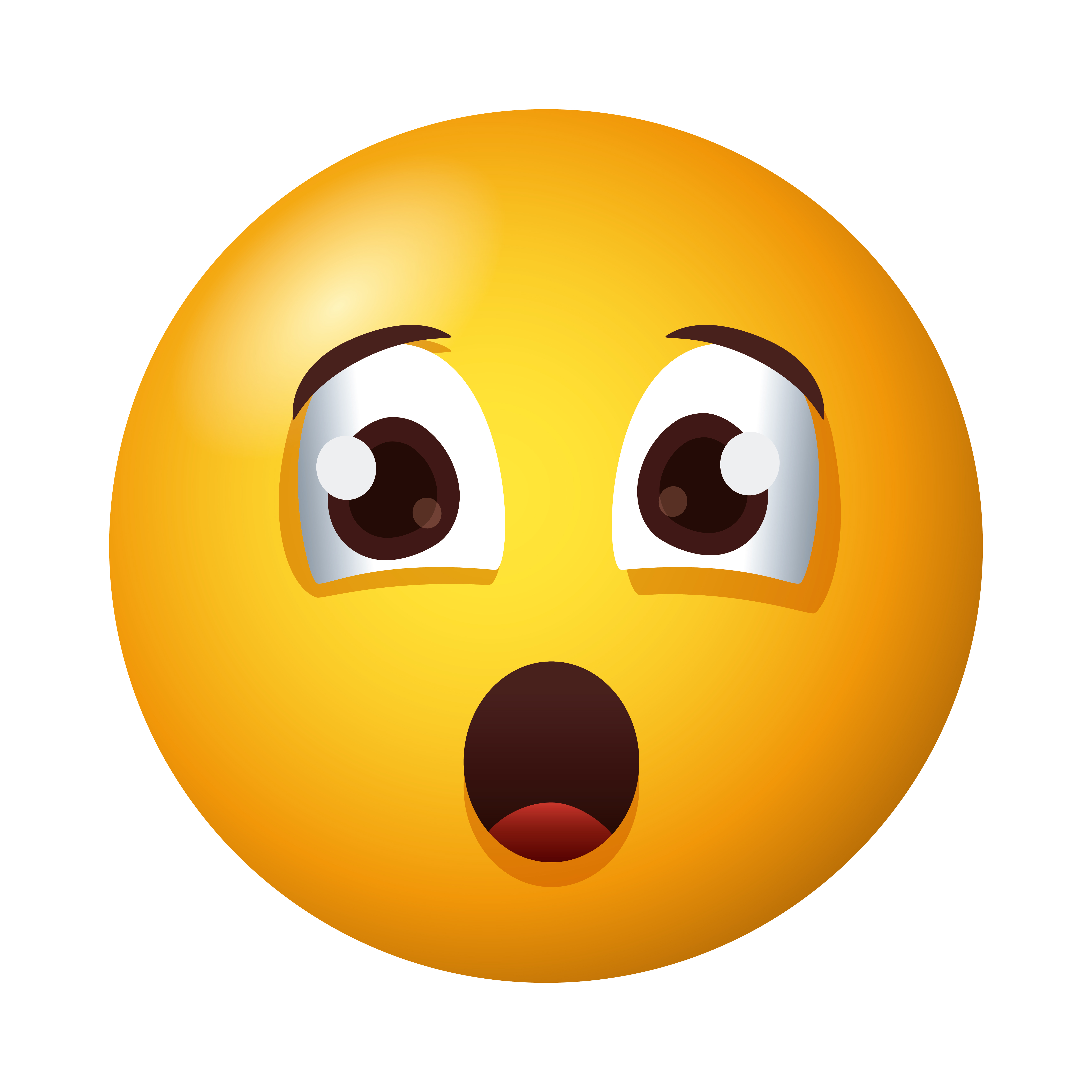 Cartoon face frightened or worry emoji, vector character scared