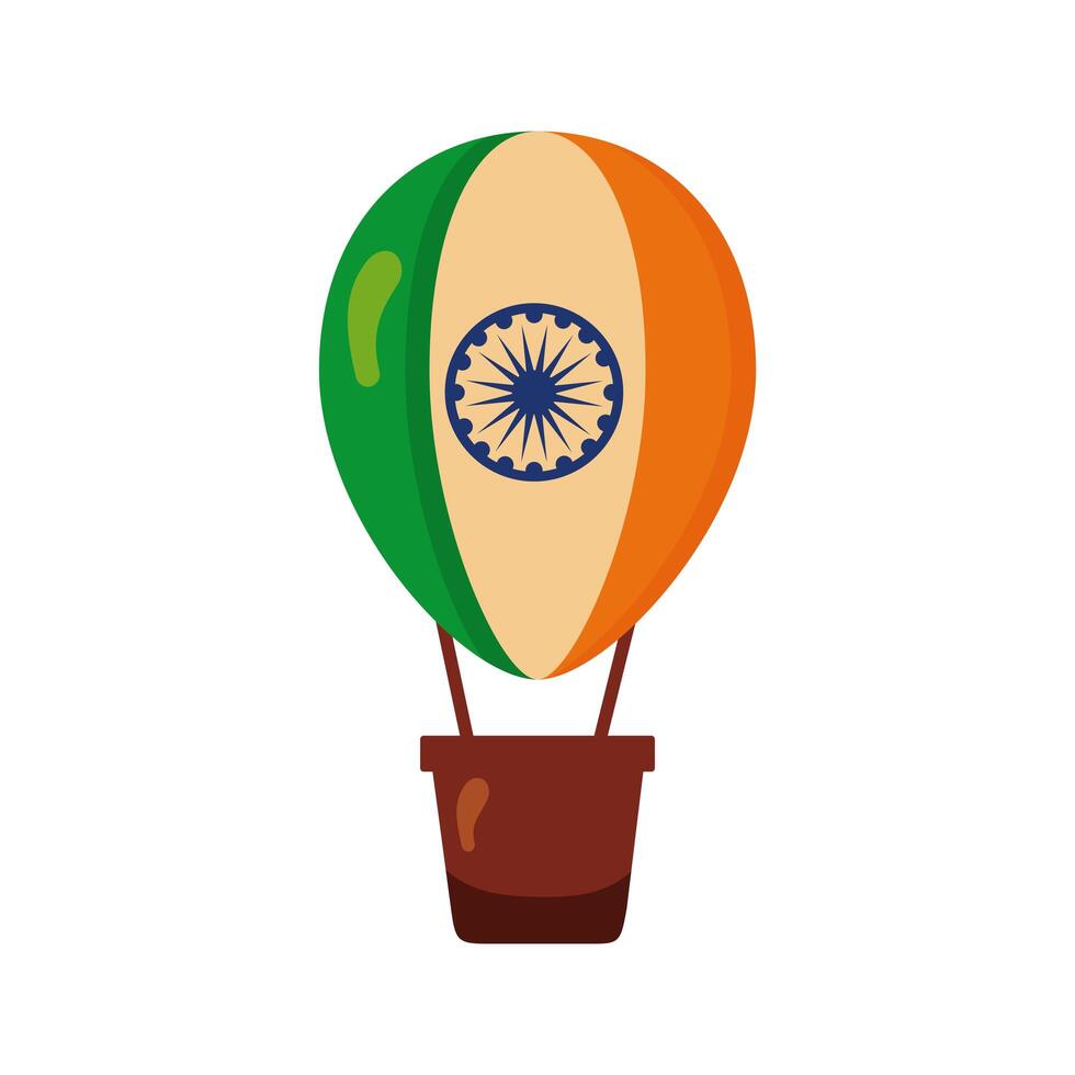 Independence day India celebration flag in balloon air hot flat style vector