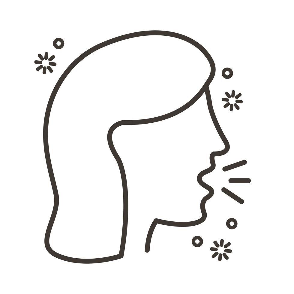 person coughing sick line style icon vector
