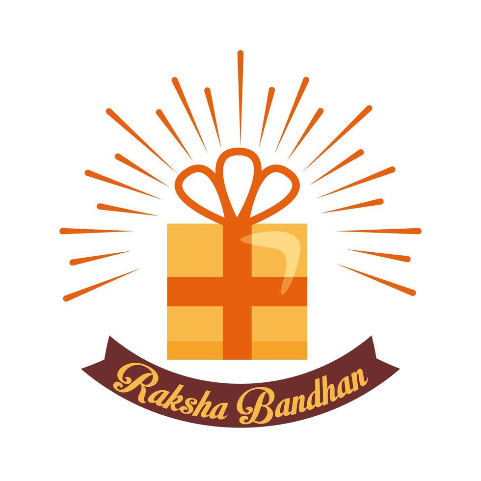 Happy Raksha Bandhan Celebration With Gift Flat Style vector