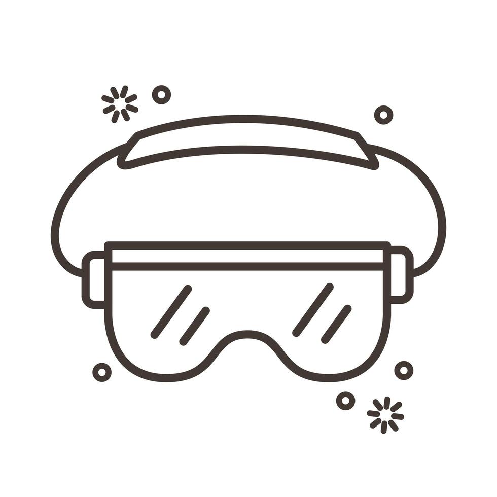 safety goggles accessory with covid 19 particles line style vector