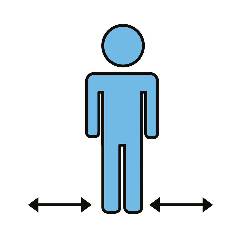 human figure with arrows for social distance vector