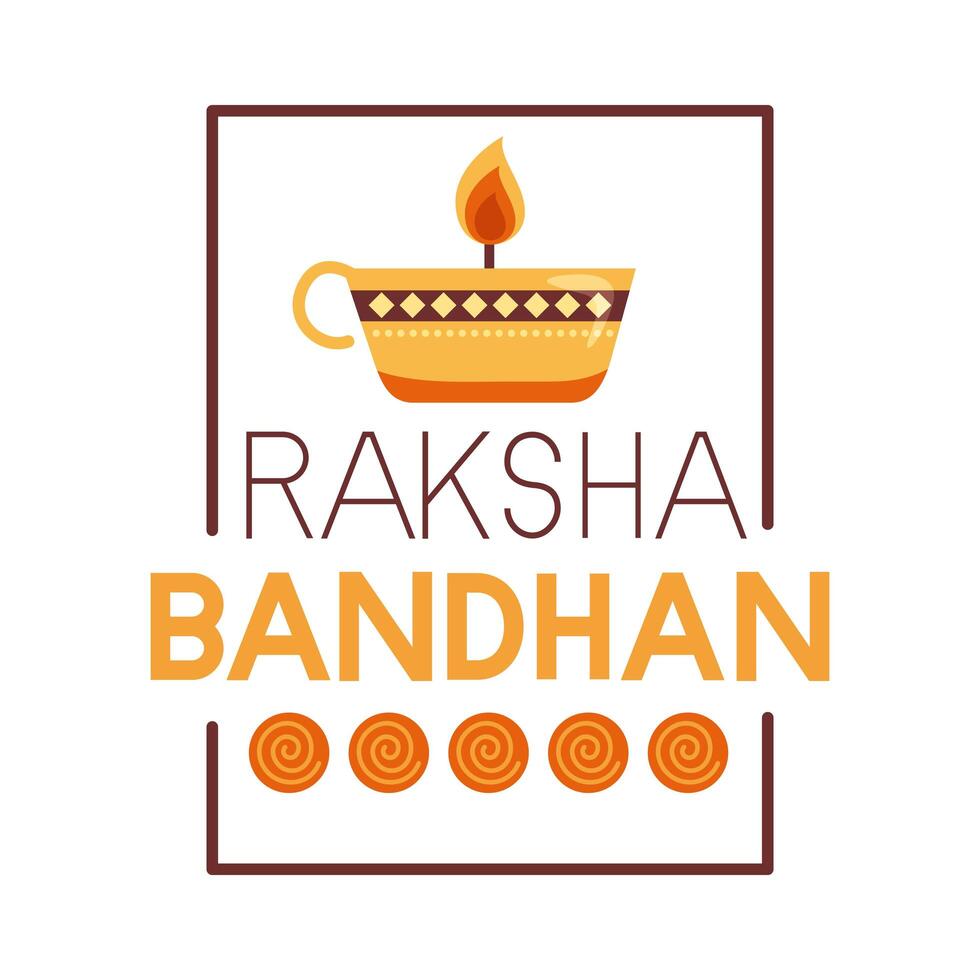 Happy Raksha Bandhan Celebration With Lamp Flat Style vector