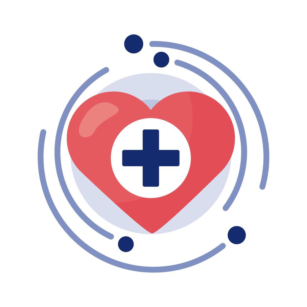 medical cross with heart symbol vector