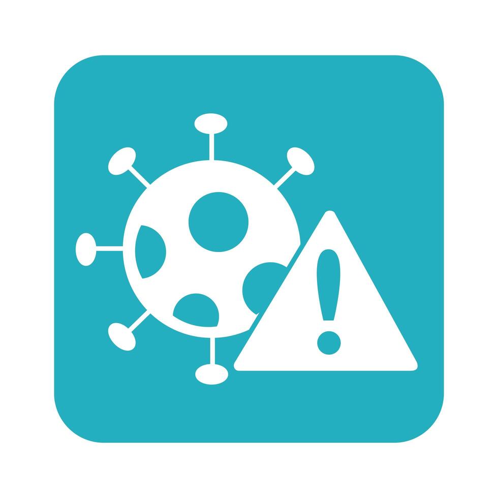 covid19 virus particle with alert signal line style vector