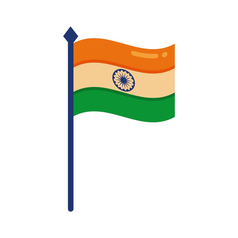 día de la independencia india celebración bandera icono de estilo plano vector