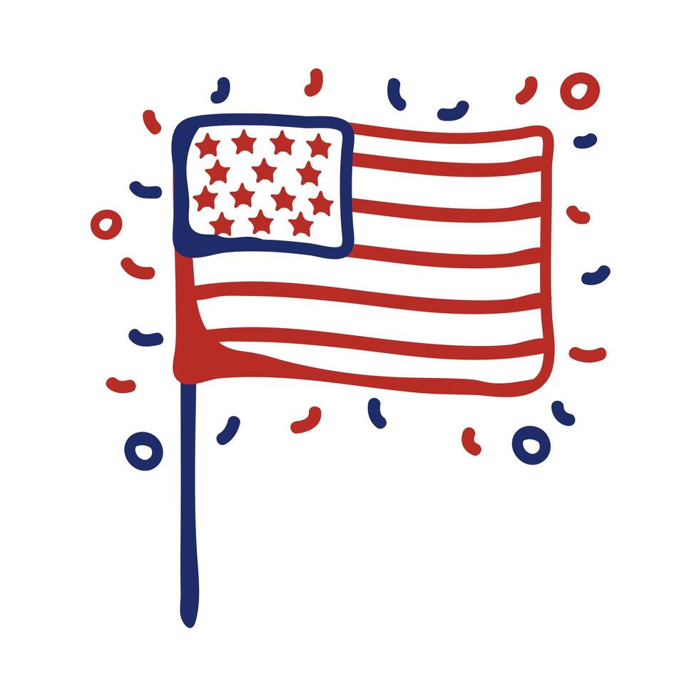 USA flag line style vector illustration design
