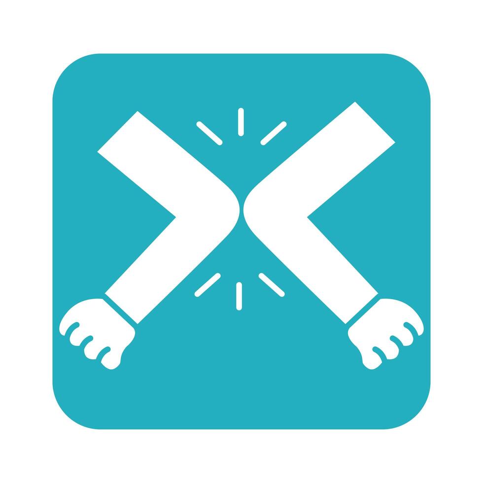 greeting by hitting elbows line style icon vector
