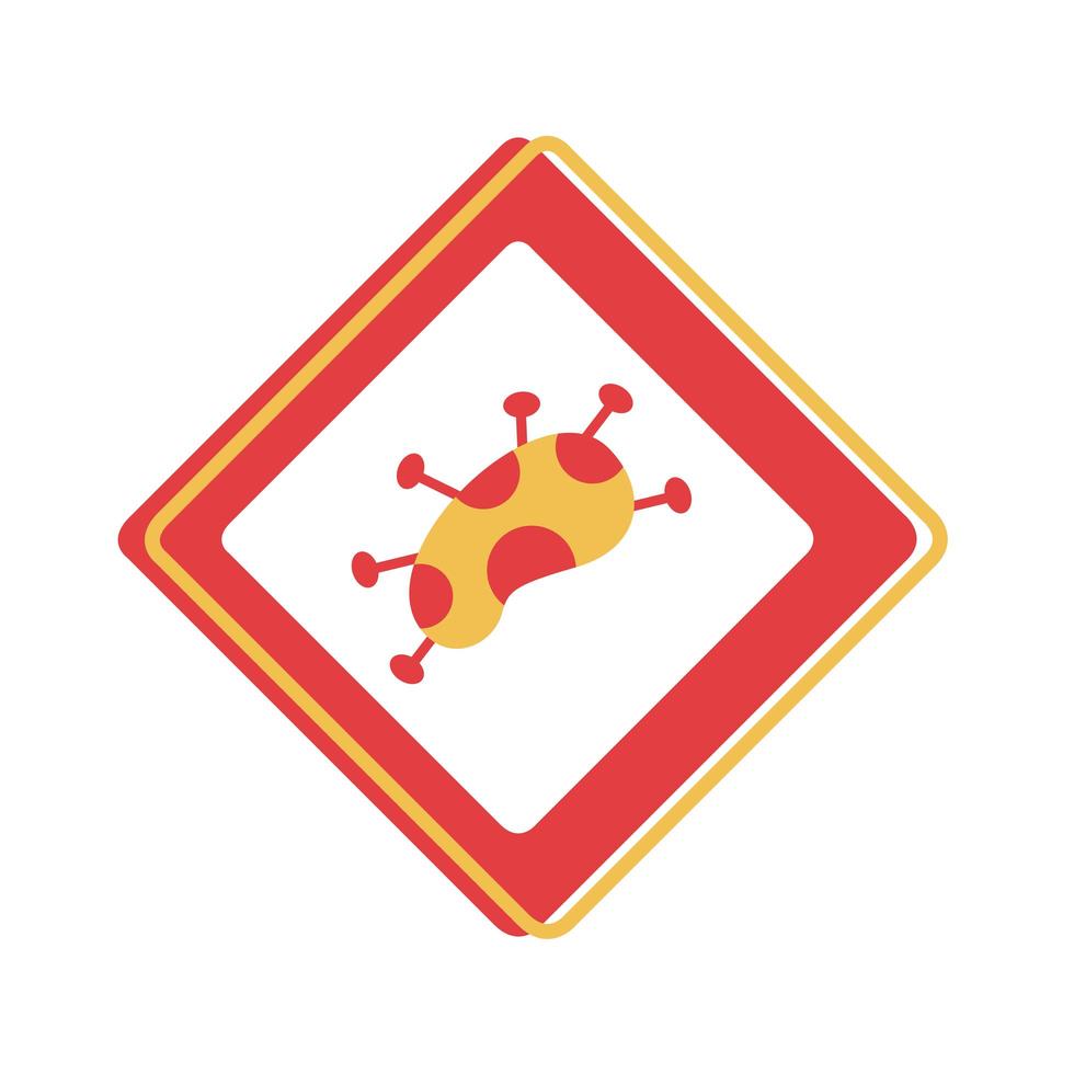covid 19 particle caution sign vector
