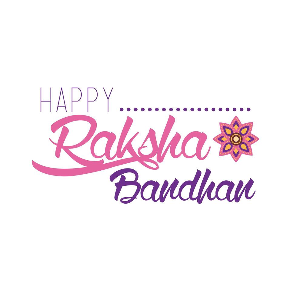 feliz celebración raksha bandhan con letras estilo plano vector