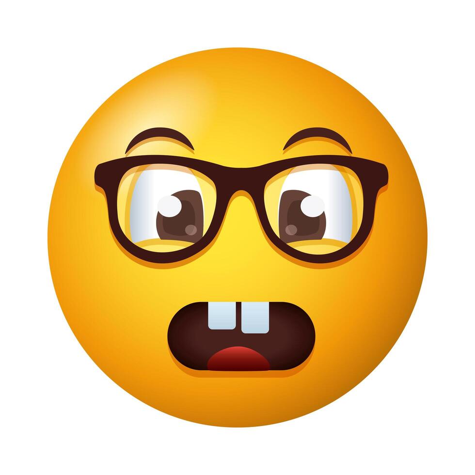 terrified emoji face wearing eyeglasses gradient style vector